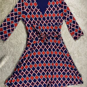 41Hawthorn  Women’s Dress Medium Colorful Mosaic Print 3/4 Sleeve MIDI Used #109